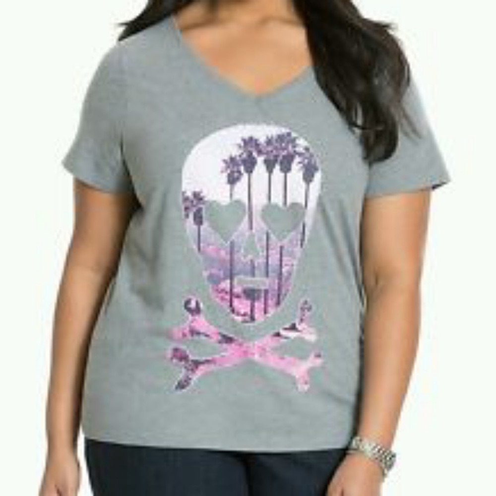 Lane Bryant Skull V-neck T-Shirt